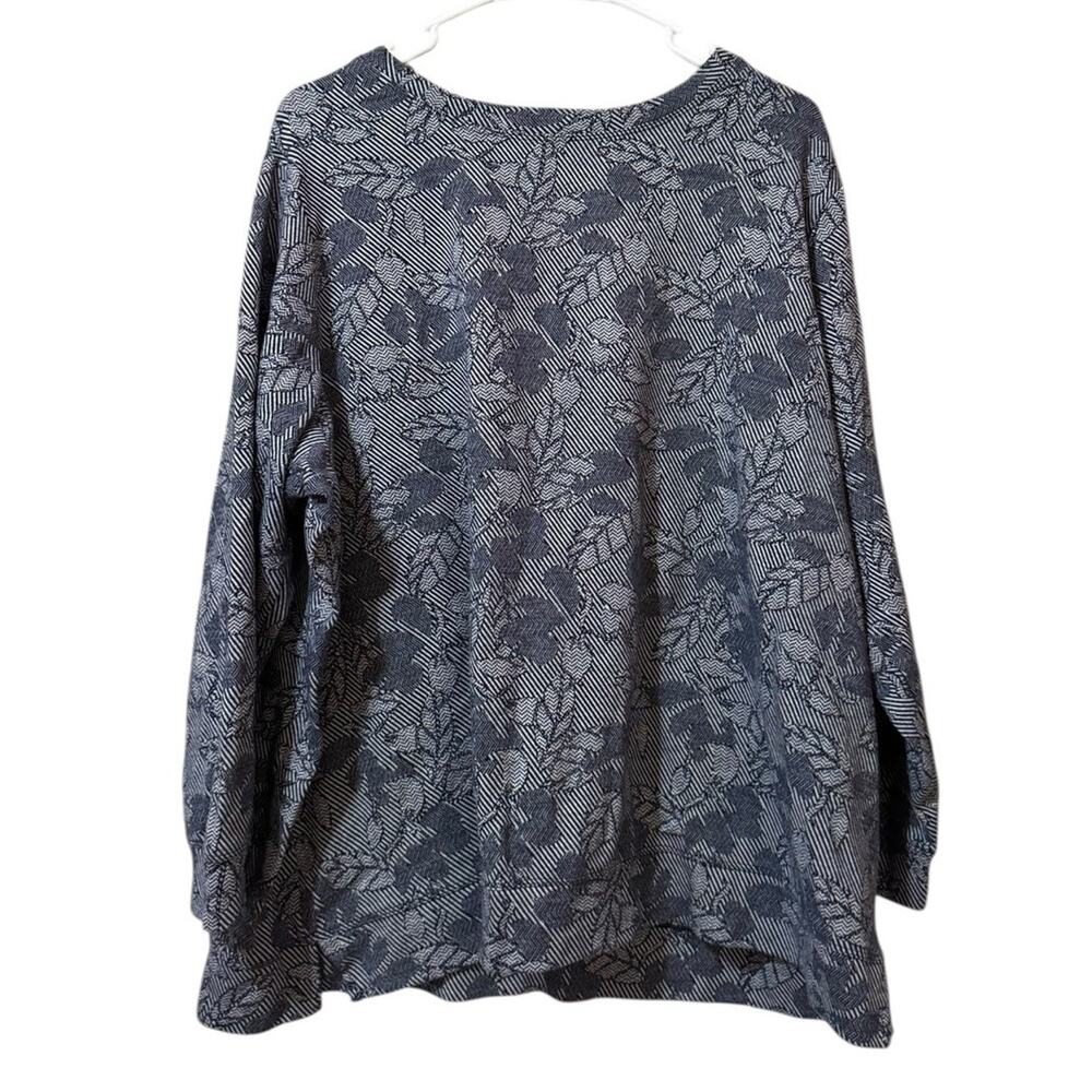 Lands End Pullover Sweater Top Women Size 2X Paisley Floral Jacquard Sweatshirt